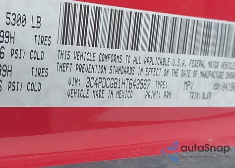 2017 Dodge Journey Crossroad Plus from USA, damaged, VIN 3C4PDCGB1HT643967